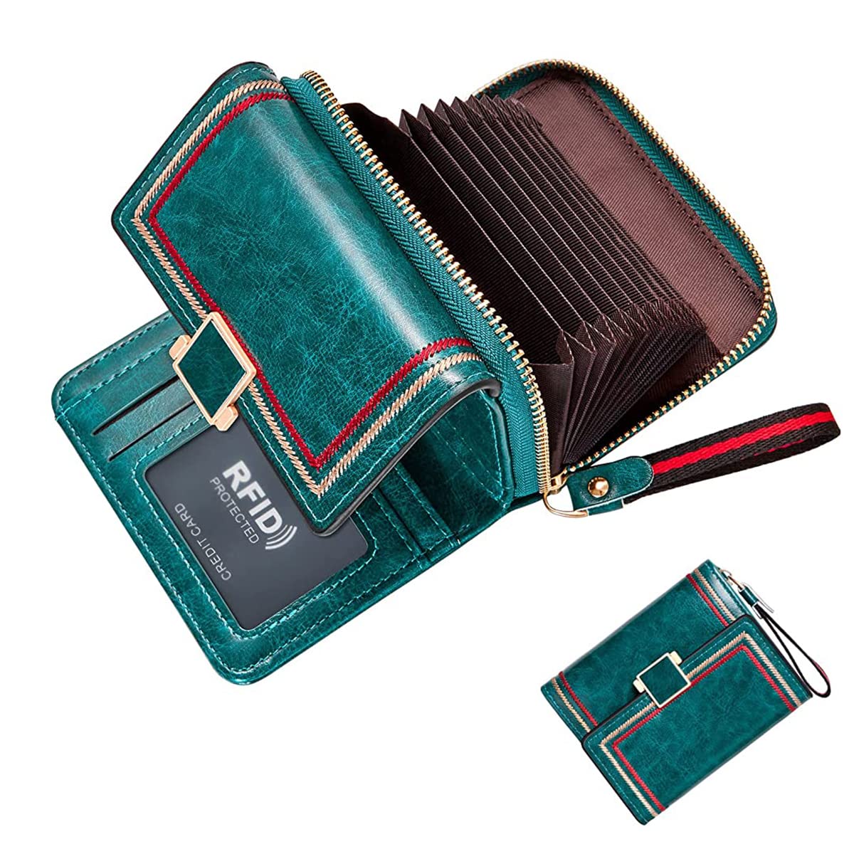PALAY Women Wallet Bi-fold Leather Wallet for Women Turquoise Vintage Women Wallet Card Bag Large Capacity Safe Wallet with RFID Blocking Wallet PALAY Women Wallet Bi-fold Leather Wallet for Women Turquoise Vintage Women Wallet Card Bag Large Capacity Safe Wallet with RFID Blocking Wallet